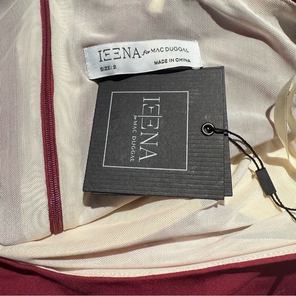 One-Shoulder Ruffle gown Burgundy Ieena for Mac Duggal Size 2 NWT - Picture 11 of 11